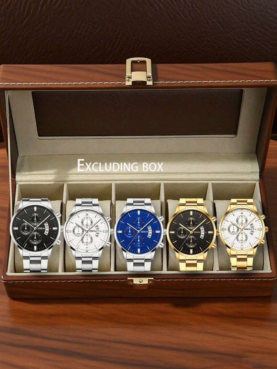 腕時計 メンズ クォーツ 数字ダイヤル クラシックビジネス クォーツ腕時計 5個セット (箱なし)拍卖