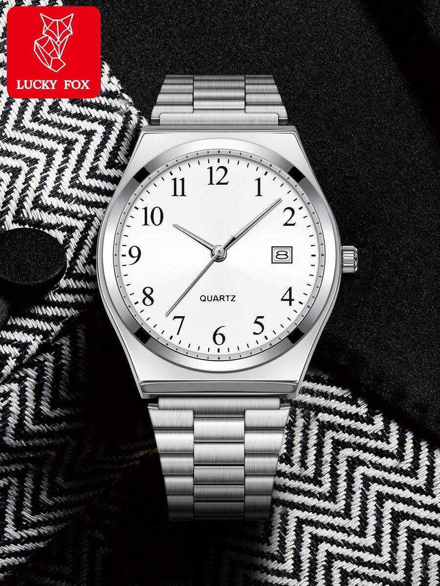 腕時計 レディース クォーツ 1個 ファッションミニマリストスチールストラップ小さな丸型カレンダー付き腕時計、日常生活、ビジネス拍卖