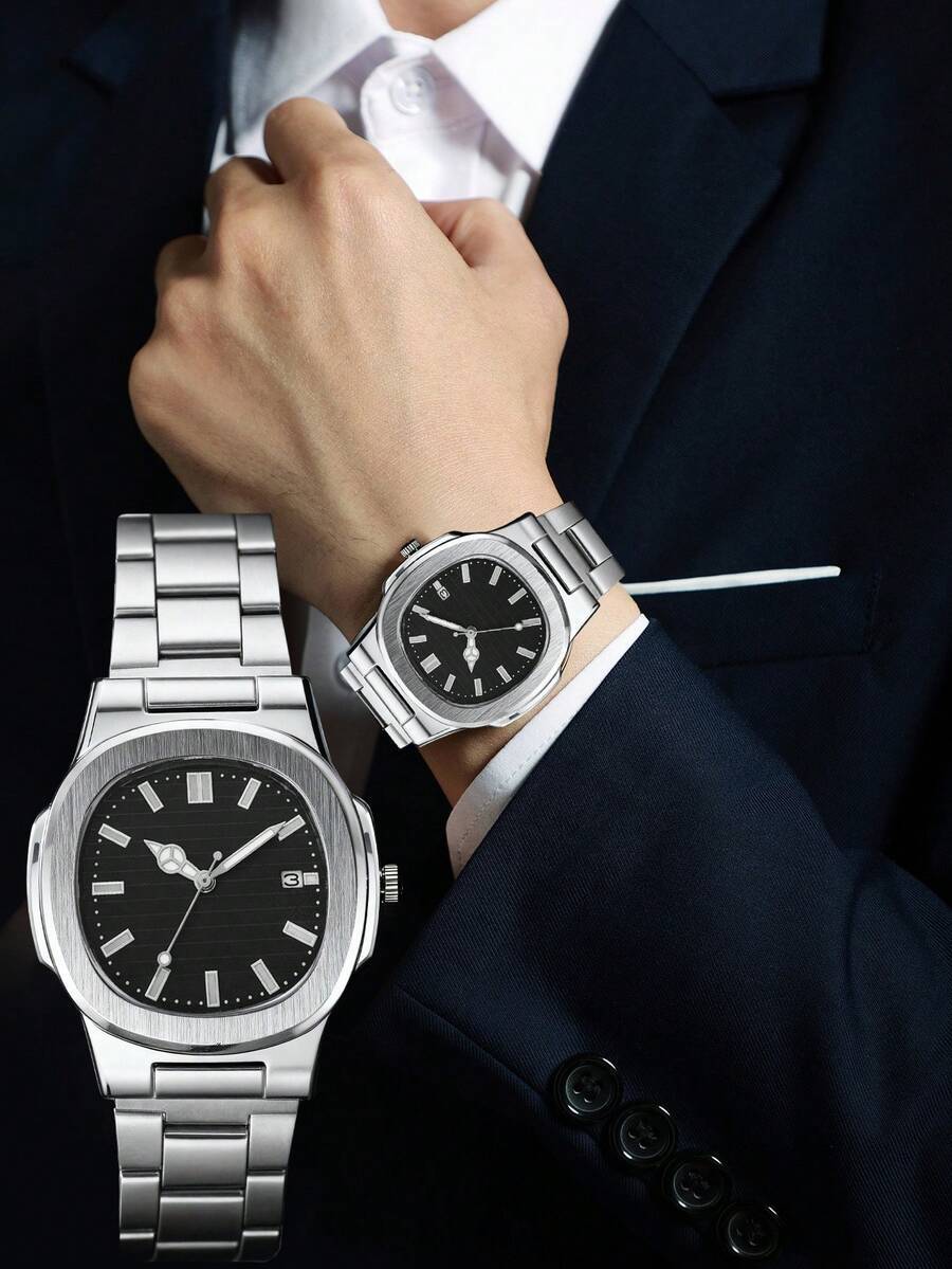 腕時計 メンズ クォーツ 1個 男女兼用ビジネス&カジュアル腕時計、カレンダー機能、スクエアダイヤル クォーツ時計、日常着用に最適拍卖