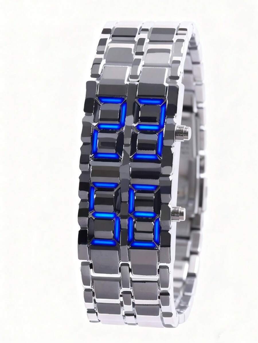 腕時計 メンズ デジタル 1個 ファッショナブルな新しいビジネスメンズステンレススチールバンド電子腕時計、日常的な装飾に適していま拍卖