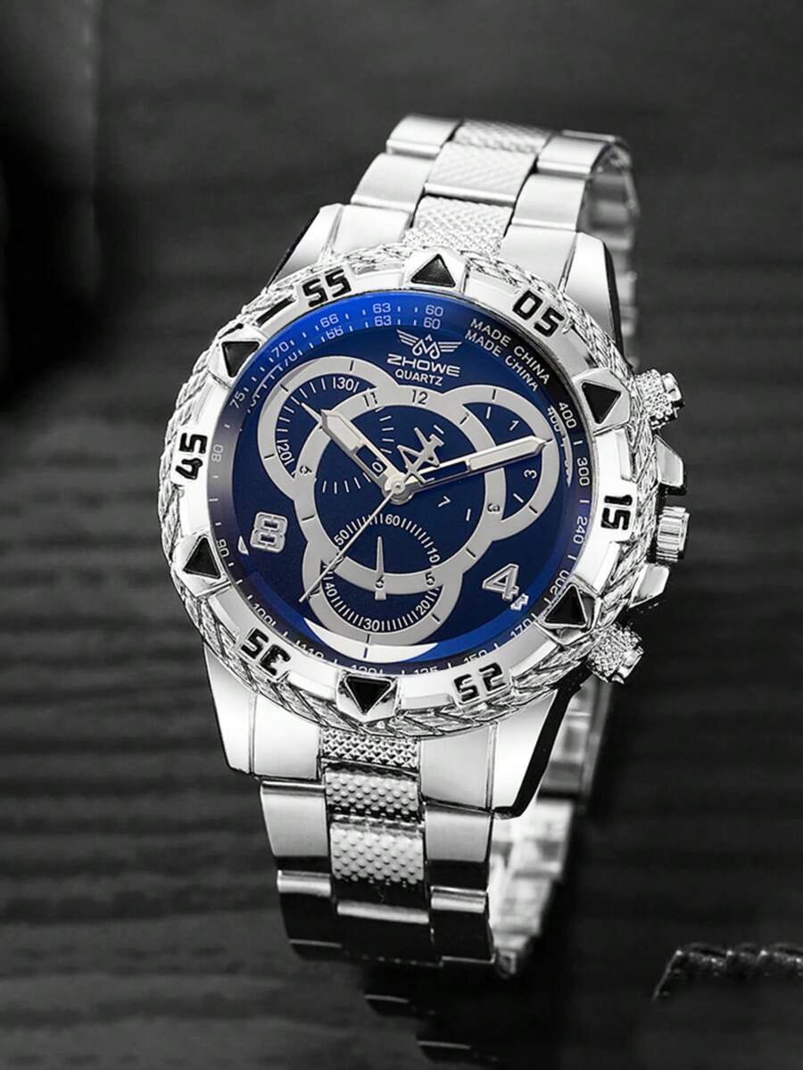 腕時計 メンズ クォーツ 1個 メンズファッションカジュアル腕時計、大型ダイヤル クォーツ時計 合金ストラップ、フェスティバル、パ拍卖