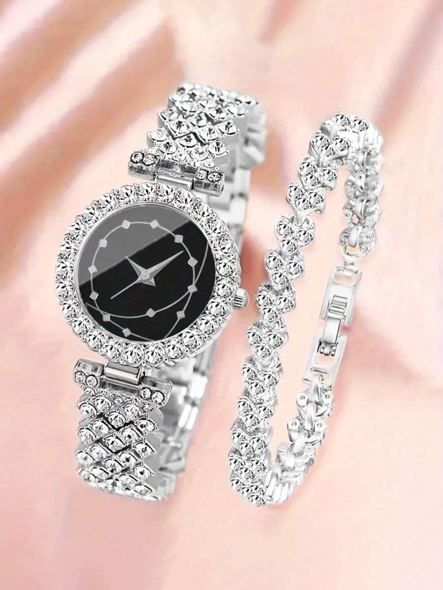 腕時計 レディース セット 2個セット レディース ファッション シンプル ラウンド合金/シルバートーン 腕時計 コンビネーション拍卖