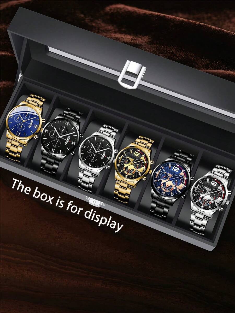 腕時計 メンズ セット 6個セット メンズクラシック高級スタイリッシュ腕時計セット、パーティー、集まり、デイリーウェアに適し、彼へ拍卖