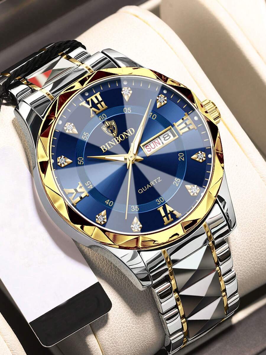 腕時計 メンズ クォーツ ラグジュアリーブランド ファッション メンズ ゴールド腕時計 ステンレススチール クォーツ腕時計 メンズ拍卖