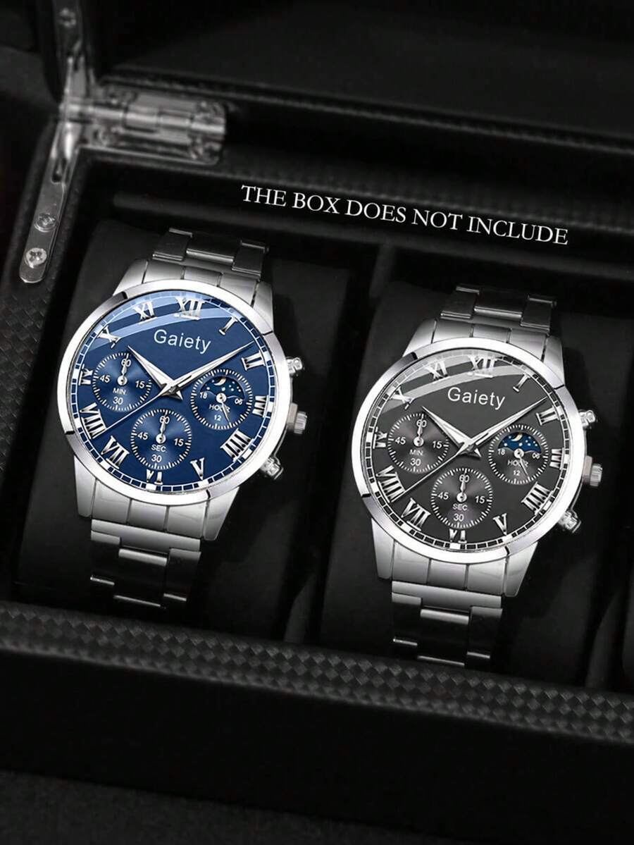 腕時計 メンズ セット 2個セット、 メンズ腕時計、メンズ シルバーストラップ ファッショナブル シンプル ミックスプロポーション拍卖