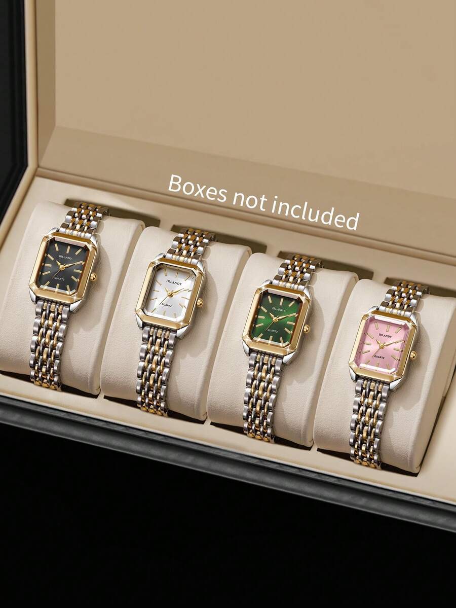腕時計 レディース セット 女性用カジュアル スクエア ローマ数字ダイヤル エレガントミニマリスト クォーツ腕時計ブレスレットセッ拍卖