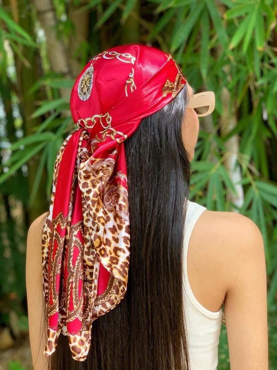 アクセサリー レディース スカーフ 1枚 ワイン レッド ヒョウ柄 ボヘミアン スカーフ、日常コーディネートやビーチホリデーにお使拍卖