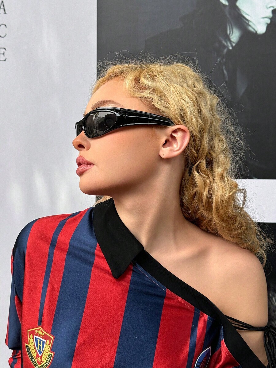 アクセサリー メンズ アイアクセサリー 1個 ファッション無地ラップアラウンドスタイルファッショングラス、シックなバイクアイウェア拍卖