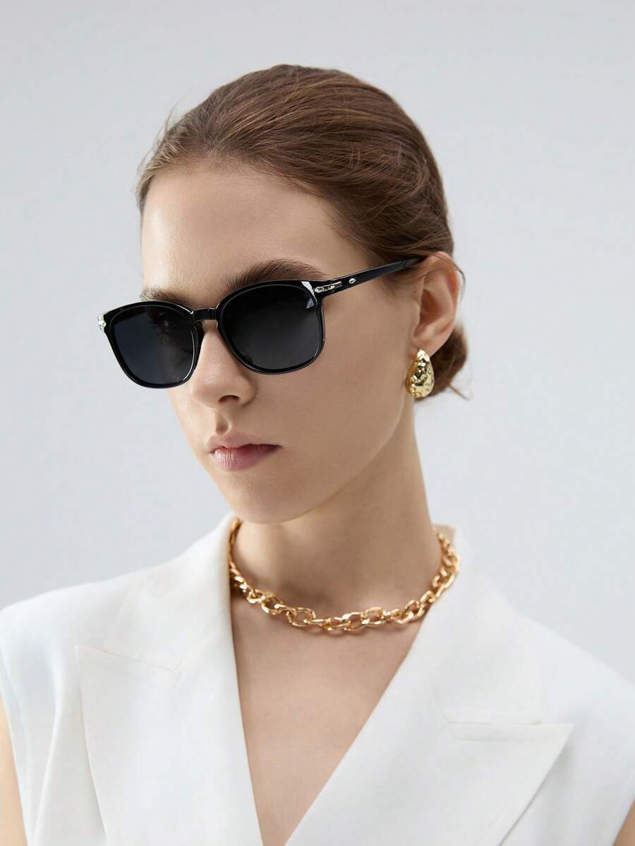 アクセサリー レディース アイアクセサリー 偏光サングラス、レトロな四角フレームプラスチック製ファッションクラシックスタイル、アウ拍卖