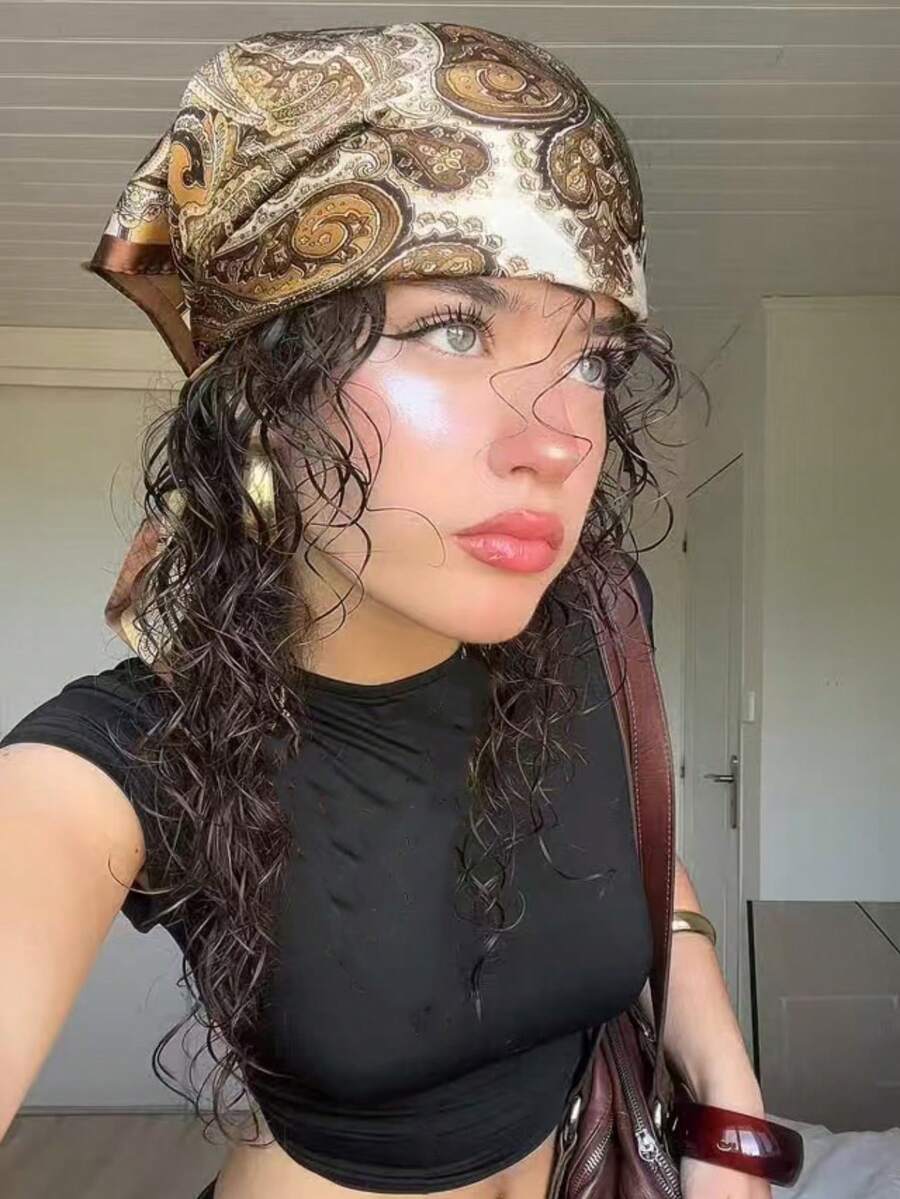 アクセサリー レディース スカーフ 1個 レディース ヴィンテージ ペイズリー柄 軽量スクエアスカーフ、夏の旅行 バケーション ヘ拍卖