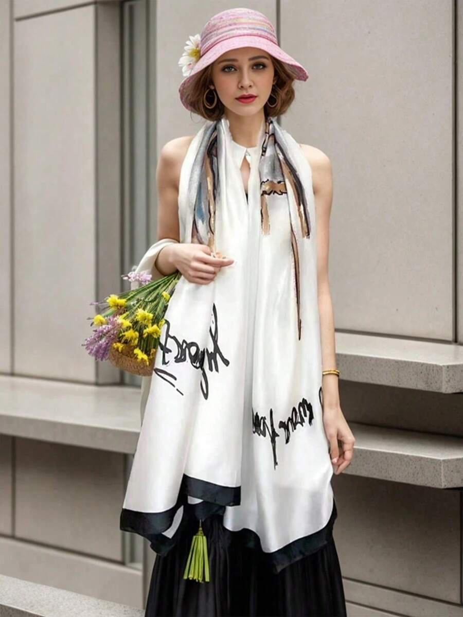 アクセサリー レディース スカーフ 1枚 180*90cm 新作 エレガントな女性用スカーフ、ソフトな緑の孔雀の羽プリント ヘッド拍卖