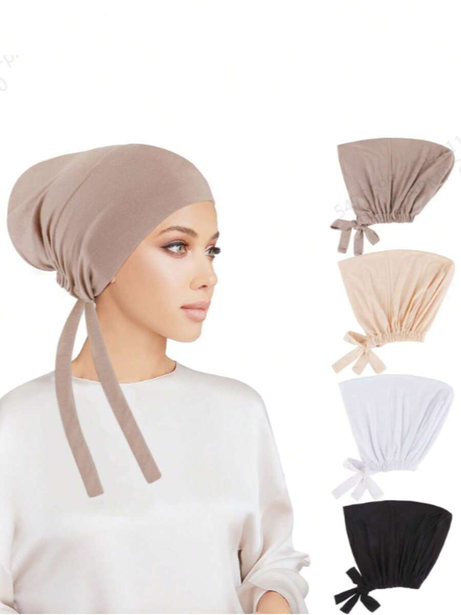 アクセサリー レディース スカーフ 4個 無地 スパンデックス エラスティック ドローストリング ヘアバンド拍卖