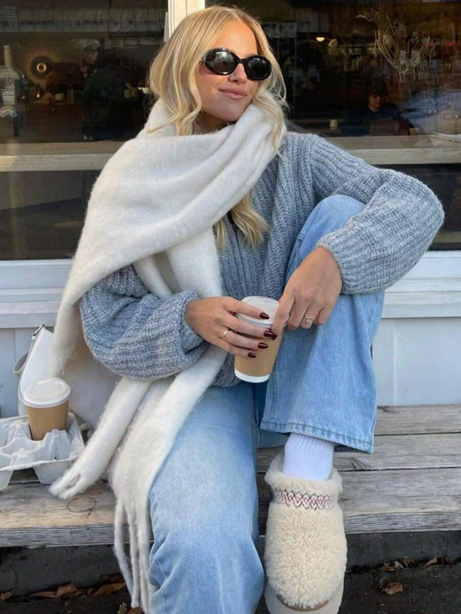 アクセサリー レディース スカーフ 1個 厚手 無地 フワフワタッセルマフラー、暖かい秋冬ファッション ユニセックスショール、柔ら拍卖