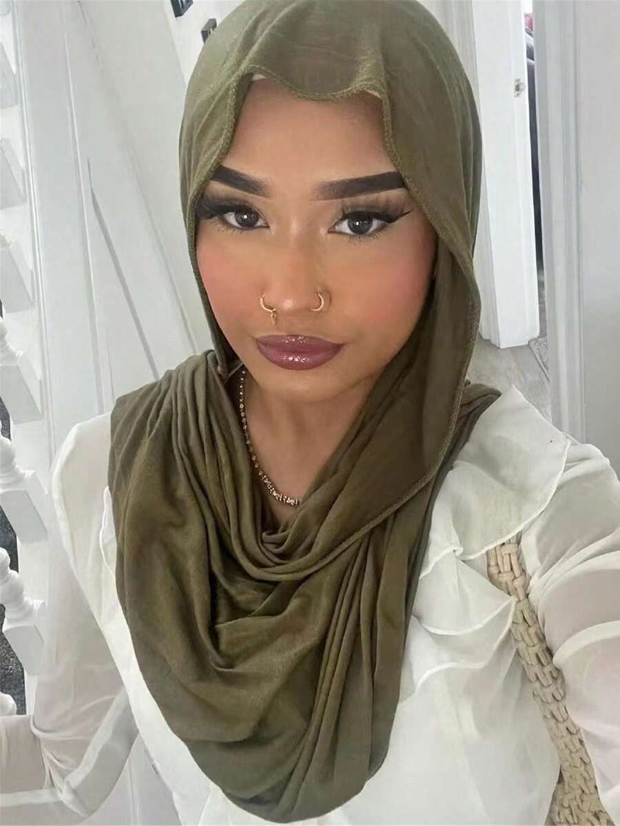 アクセサリー レディース スカーフ 1個 無地ソフトヘッドスカーフ、シルキーレーヨン製ロングヘッドラップ、アラビア風ムスリムニット拍卖