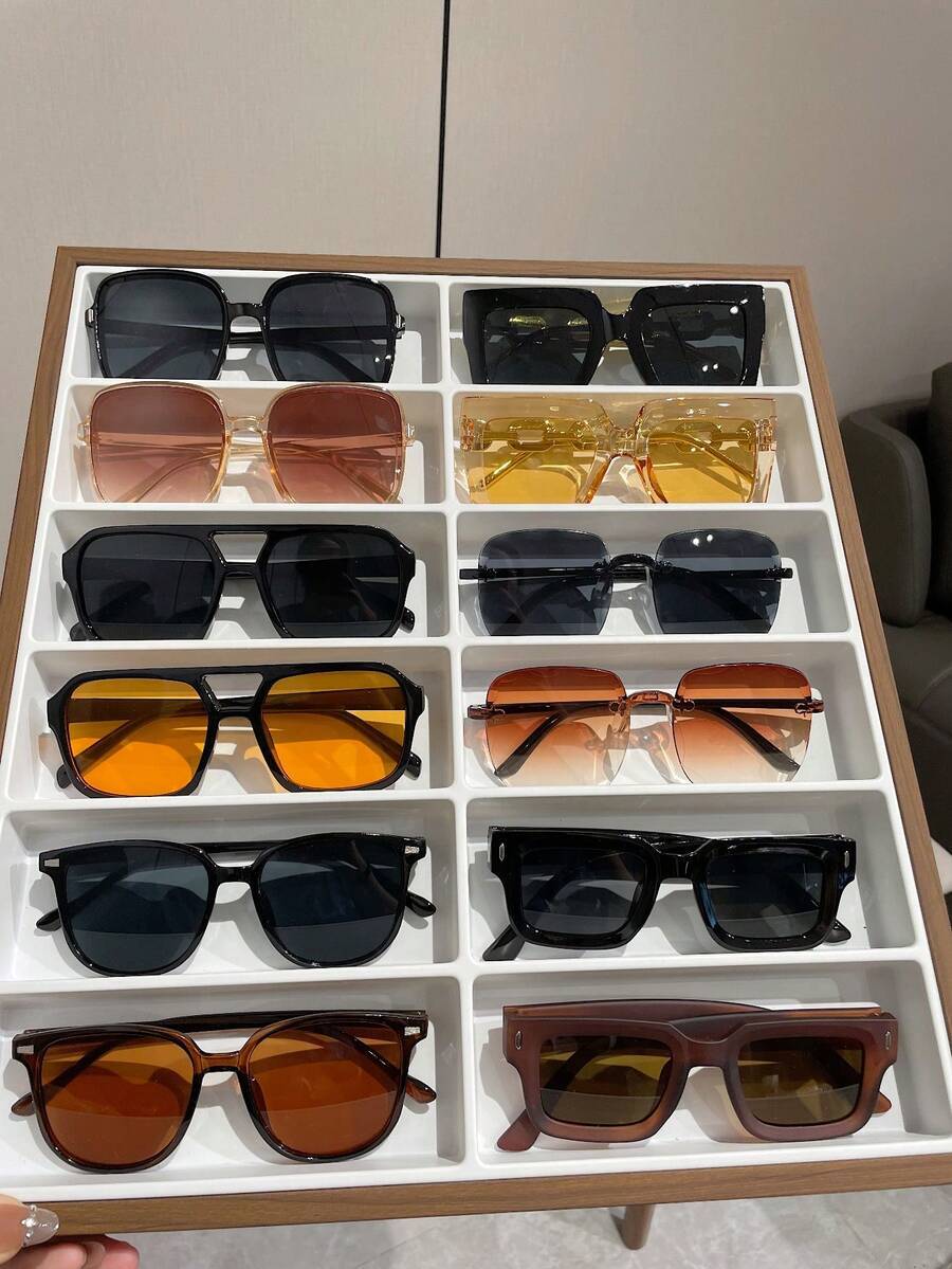 アクセサリー レディース アイアクセサリー セット 女性用 12個 スクエアフレーム メガネ、ビーチパーティー、カジュアルアウトド拍卖