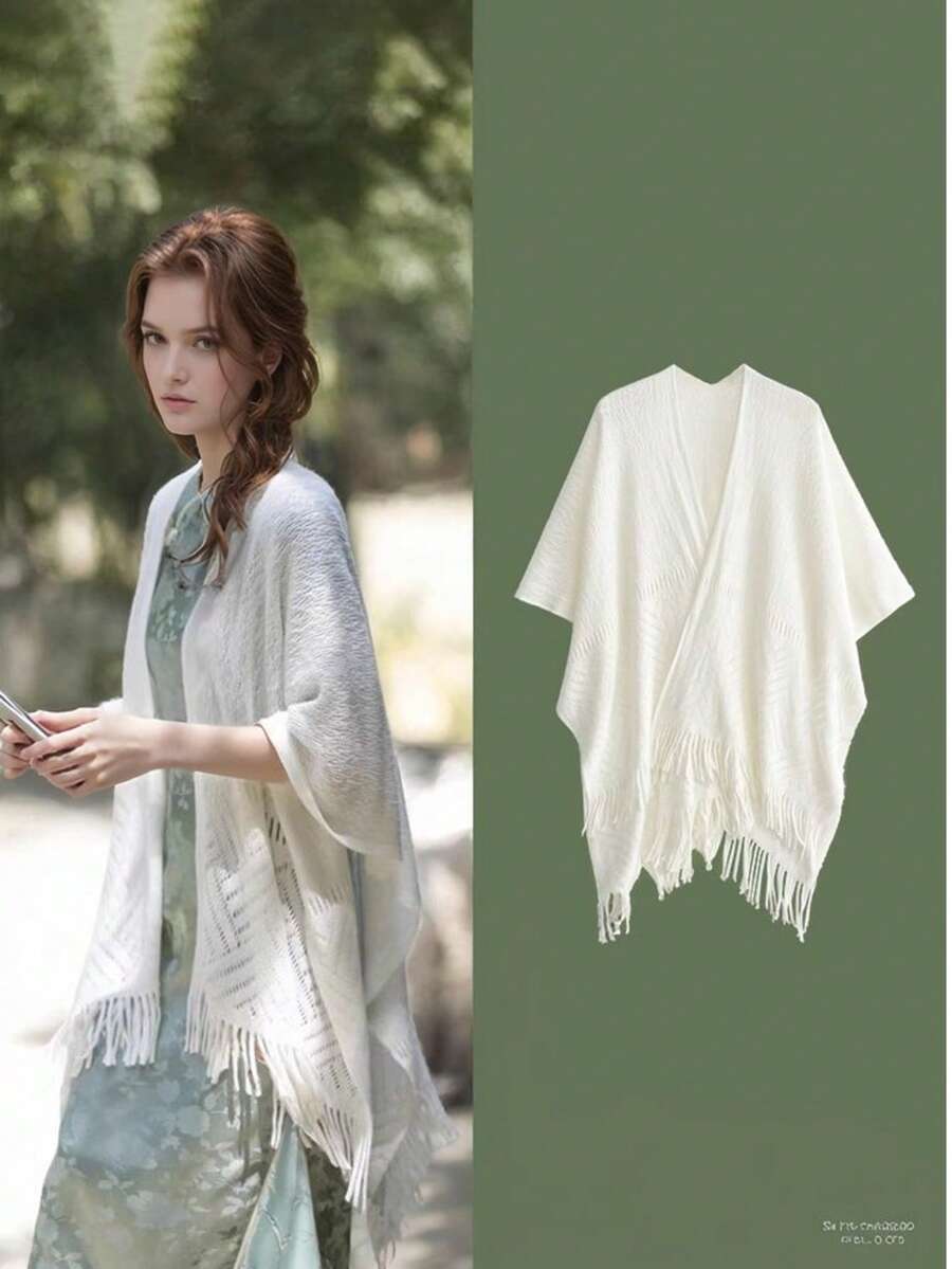 アクセサリー レディース スカーフ 女性用軽量ニットショール、タッセル付きファッションポンチョケープ、エアコンの効いたオフィスや自拍卖