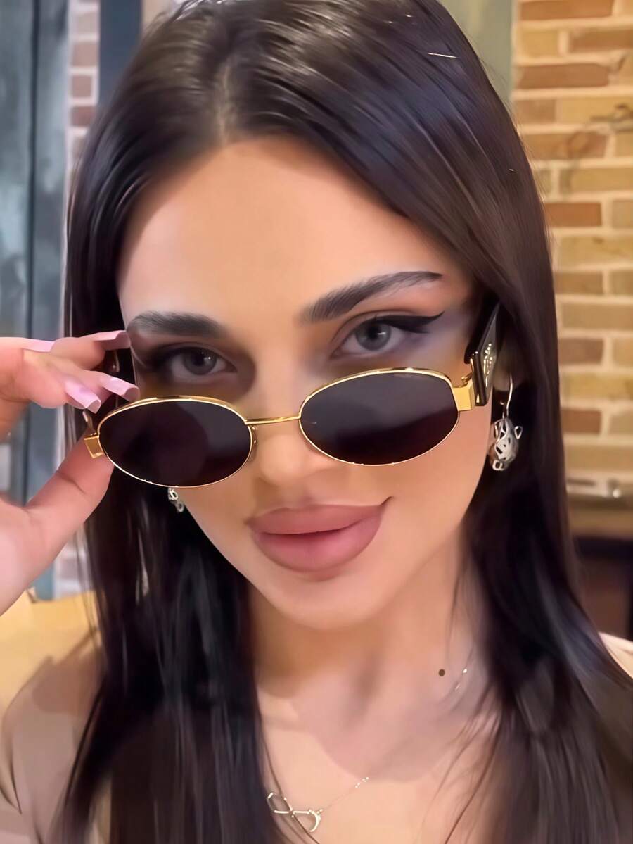 アクセサリー レディース アイアクセサリー 1個 オーバル型メタルファッショングラス レトロ文字アクセサリー 万能 メンズ レディ拍卖