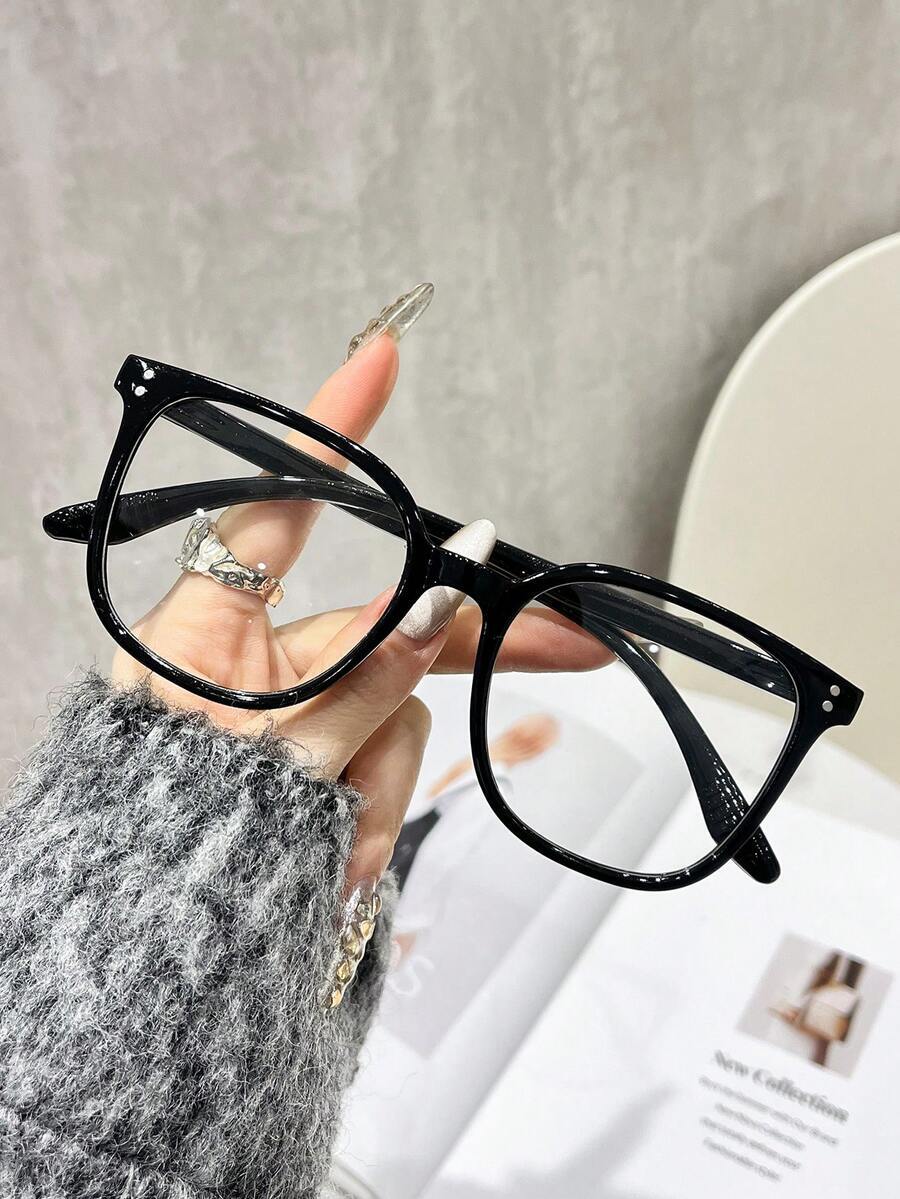 アクセサリー レディース アイアクセサリー セット 1ペア ブラックフレームリベット付き ストリートスタイル トランスペアレントグ拍卖