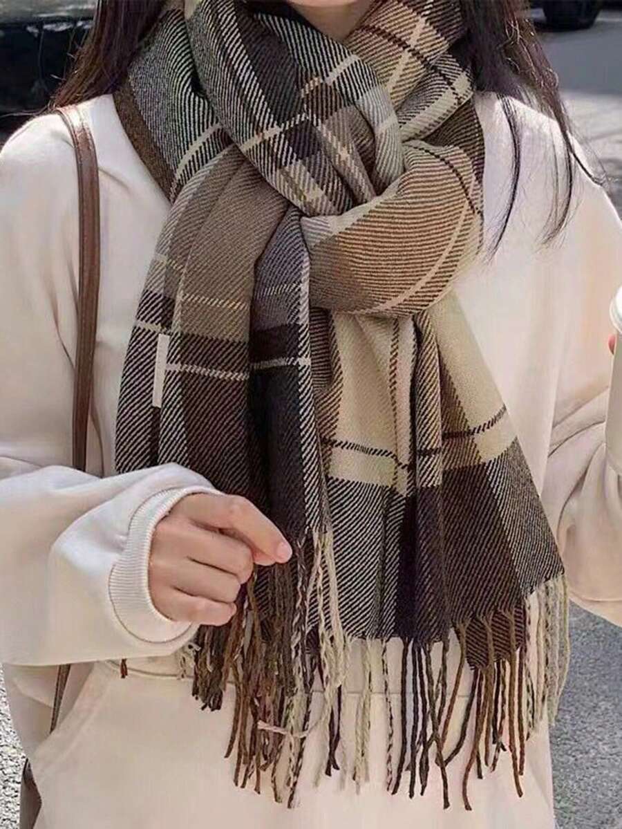 アクセサリー レディース スカーフ 1個 ユニセックス ファッションチェック柄スカーフ、秋冬に暖かく使いやすい、ギフトにも最適な日拍卖