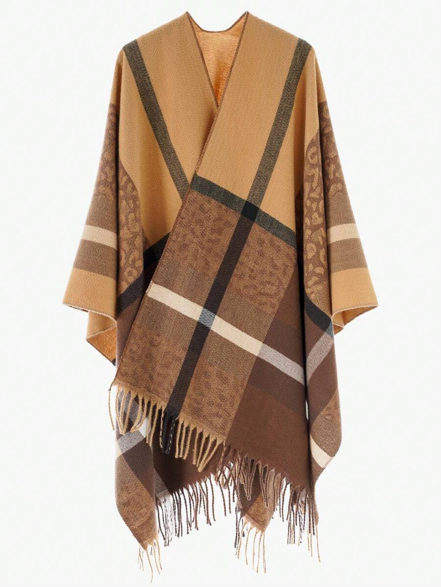 アクセサリー レディース スカーフ 1個 レディース レオパード チェック パッチワーク ウォーム ショール カーディガン、デイリ拍卖