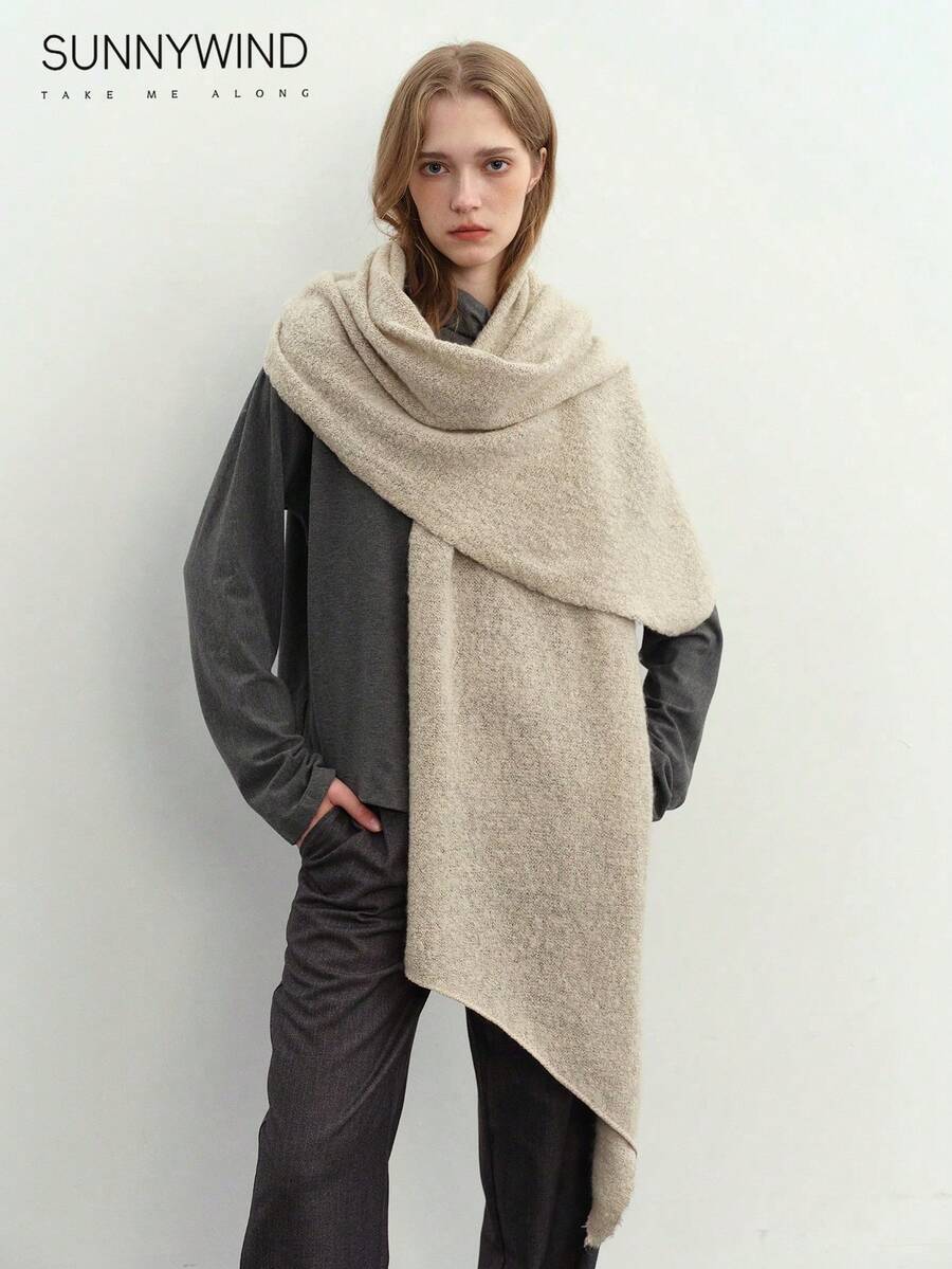 アクセサリー レディース スカーフ 1個 レディース ソリッドカラー ポリエステル ソフトニットスカーフ、日常使い拍卖