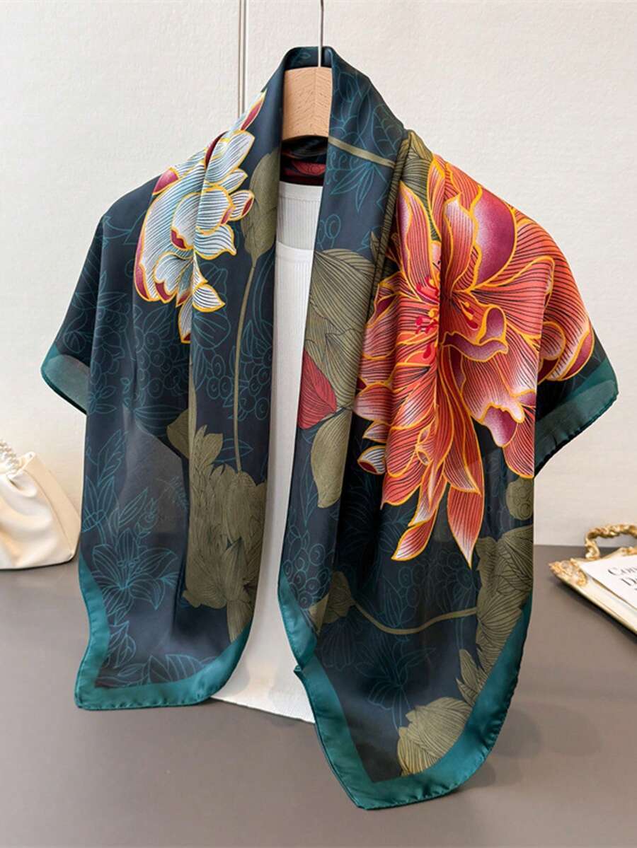 アクセサリー レディース スカーフ 1枚 エレガントな花柄 90cm スクエアスカーフ/バンダナ レディース、カジュアルからファッ拍卖