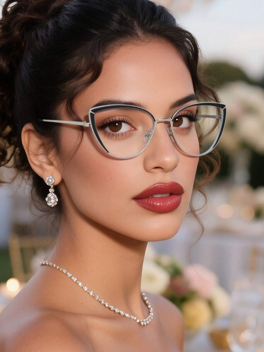 アクセサリー レディース アイアクセサリー セット 1ペア ユニセックス ビンテージ シルバー キャットアイ メタルフレーム クリ拍卖