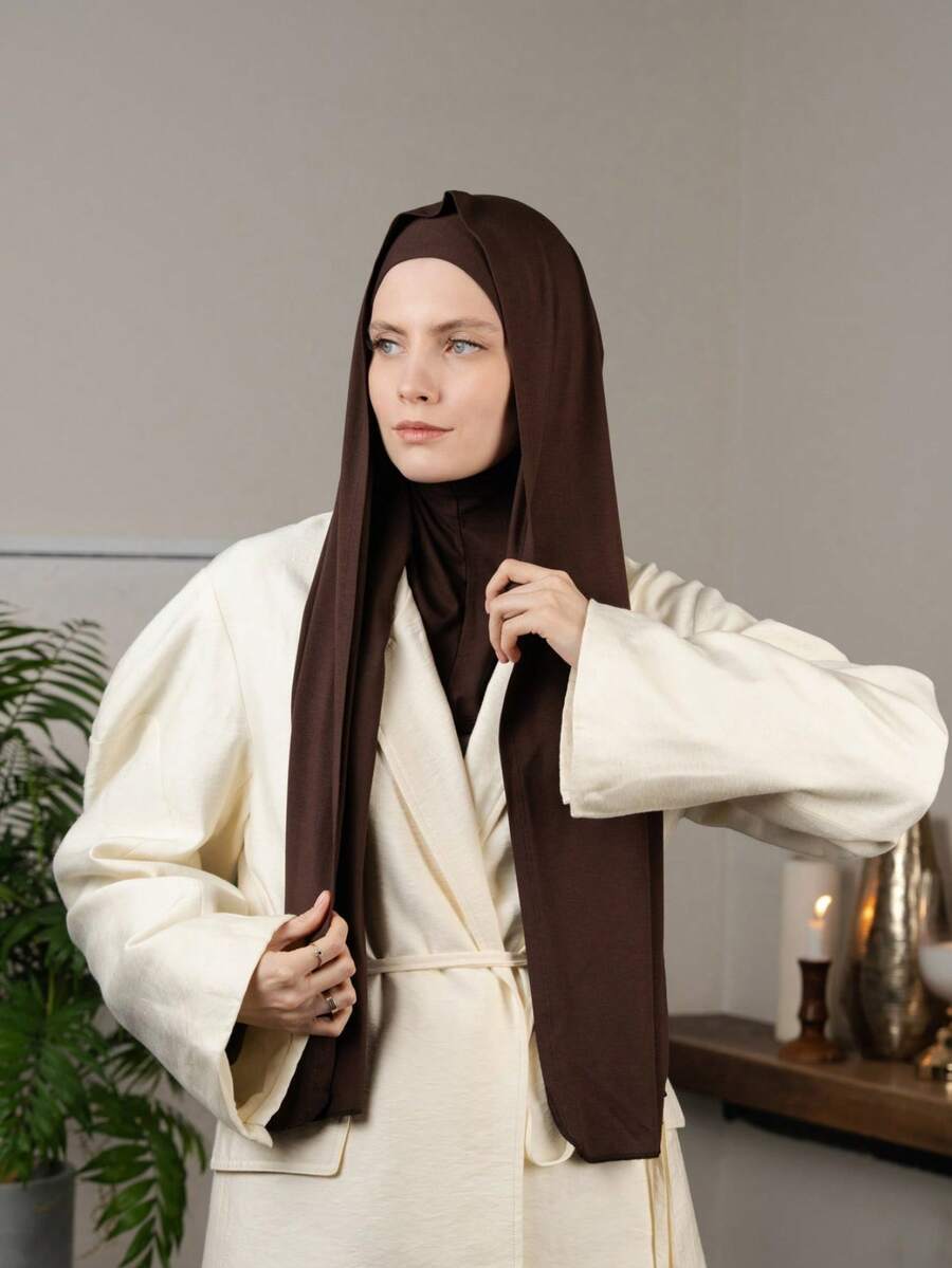 アクセサリー レディース スカーフ 1個 女性用 無地 100%コットン ヒジャブセット、編み込みコットン生地 快適で通気性、スカ拍卖