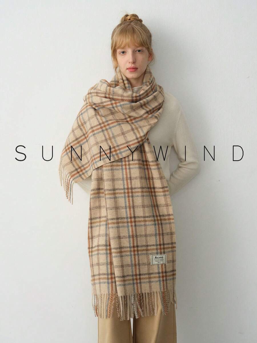 アクセサリー レディース スカーフ 1枚 レディース チェック柄 ポリエステル エレガントスカーフ、デイリーウェアやパーティーに適拍卖