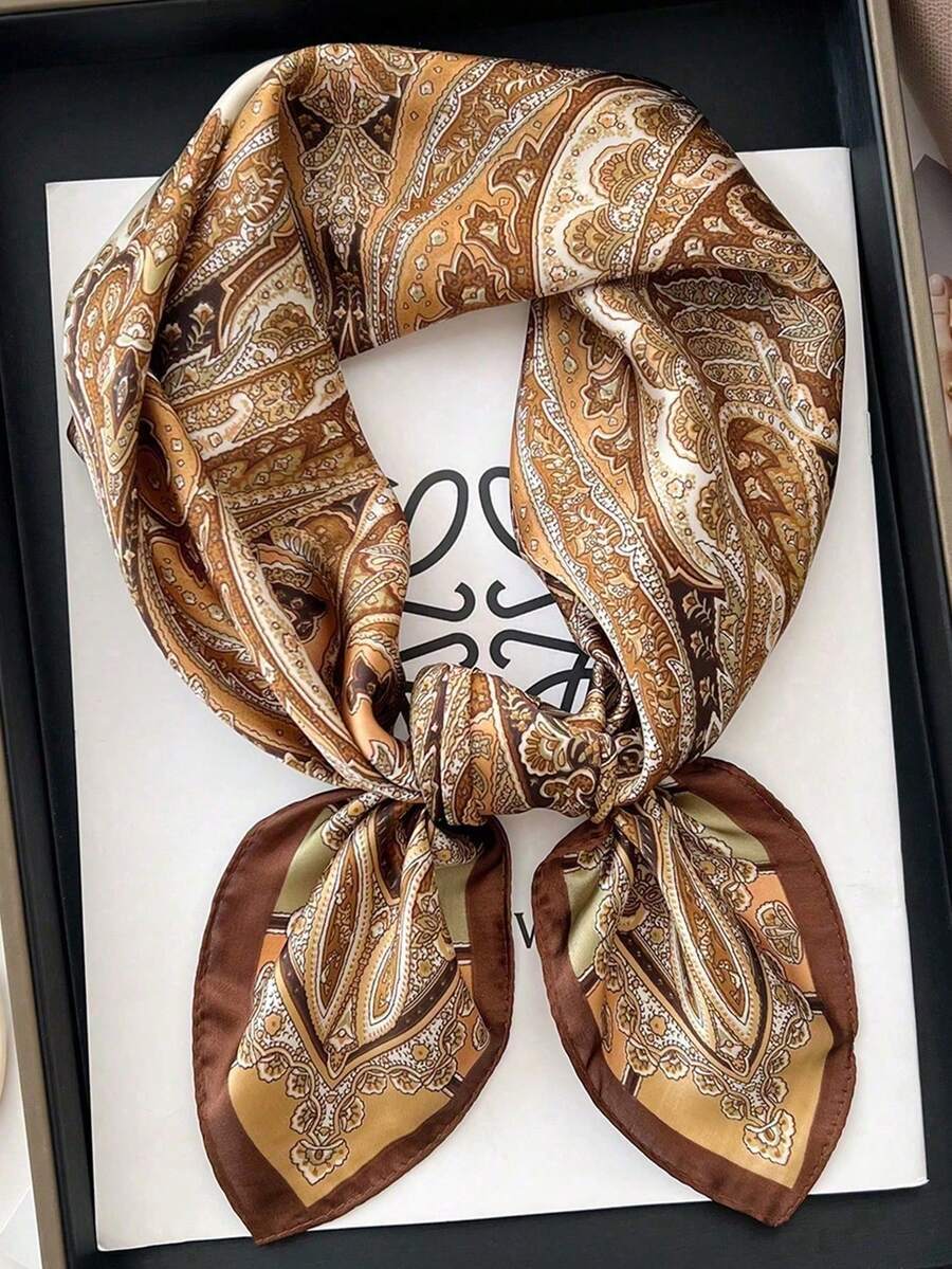 アクセサリー レディース スカーフ 1枚 レディース ヴィンテージ イギリス宮殿風 シルクスカーフ、秋冬春用アクセサリー、幾何学柄拍卖