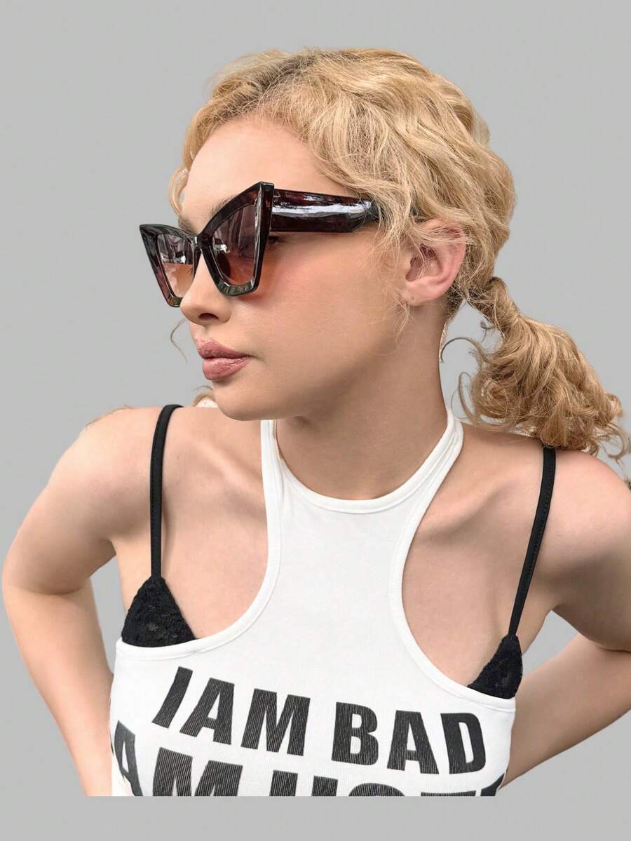 アクセサリー レディース アイアクセサリー 大きめフレーム キャットアイ ファッショングラス、ミニマリスト ヨーロッパ&アメリカン拍卖