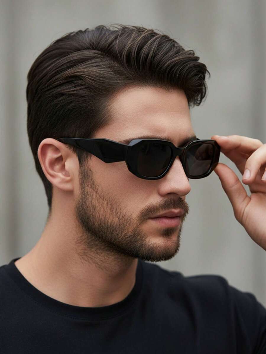 アクセサリー メンズ アイアクセサリー 男性用 長方形 小型フレーム スクエアプラスチックファッショングラス、ファッションクラシッ拍卖