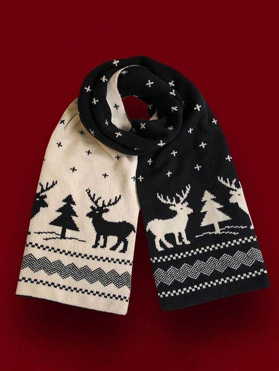アクセサリー レディース スカーフ 1個 女性用クリスマスカシミアストール レインディアプリント、軽量で柔らかい冬用ショール、暖か拍卖
