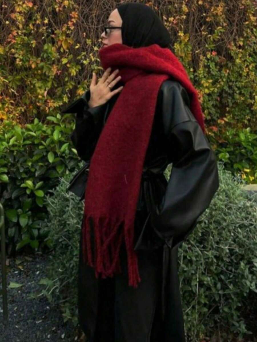 アクセサリー レディース スカーフ 1個 レディース ホワイト ウィンター タッセル付きスカーフ、様々な着用方法、ターバン、ショー拍卖