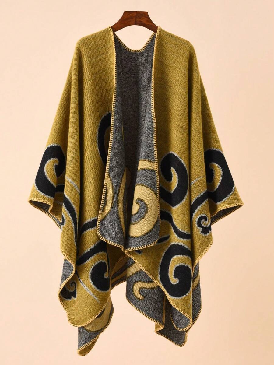 アクセサリー レディース スカーフ 1個 女性用エレガントな花柄&雲柄ポンチョ、カジュアルで暖かく柔らかいショールスカーフ、秋冬用拍卖