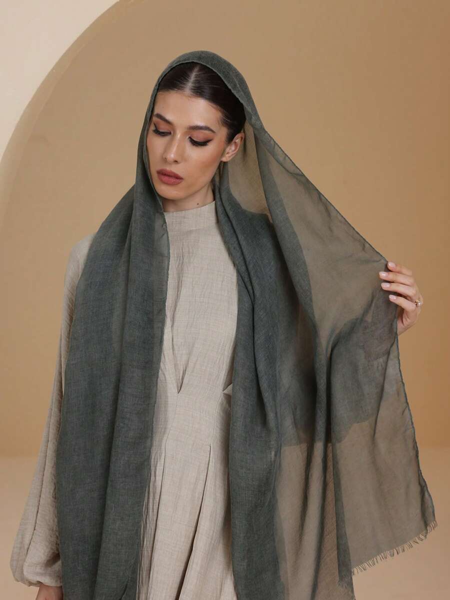 アクセサリー レディース スカーフ 1枚 ダメージ加工 無地 軽量カジュアル ロングスカーフ/ヒジャブ、日常使いに適しています拍卖