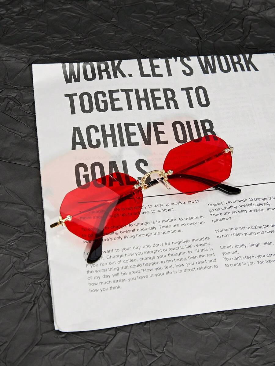 アクセサリー メンズ アイアクセサリー 1個 メンズミニヘキサゴンリムレスヴィンテージフルメタルファッショングラス グラデーション拍卖