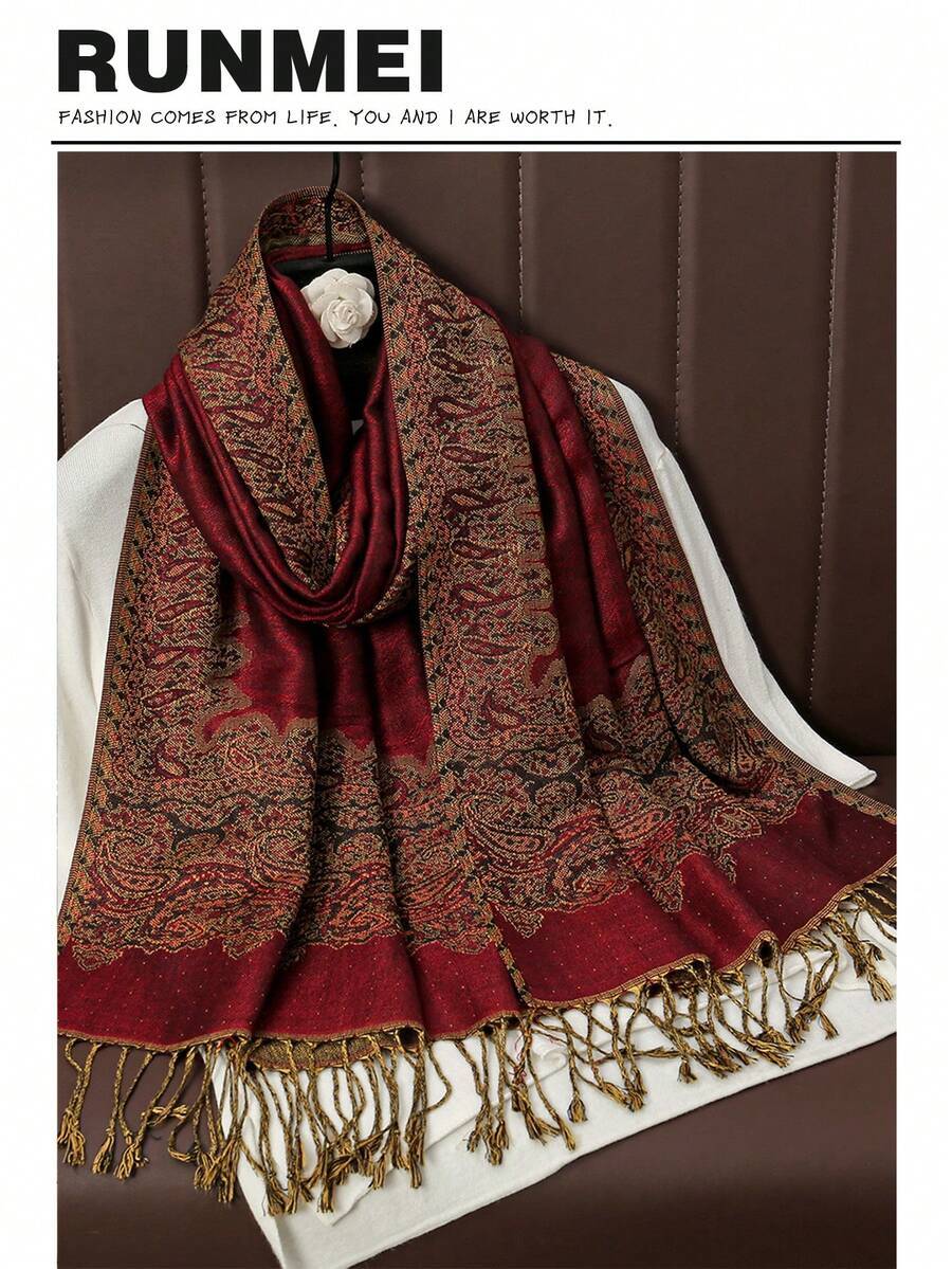 アクセサリー レディース スカーフ 1枚 女性用エレガントなペイズリー柄ジャカード スカーフ/ショール、デイリー外出、旅行、撮影に拍卖