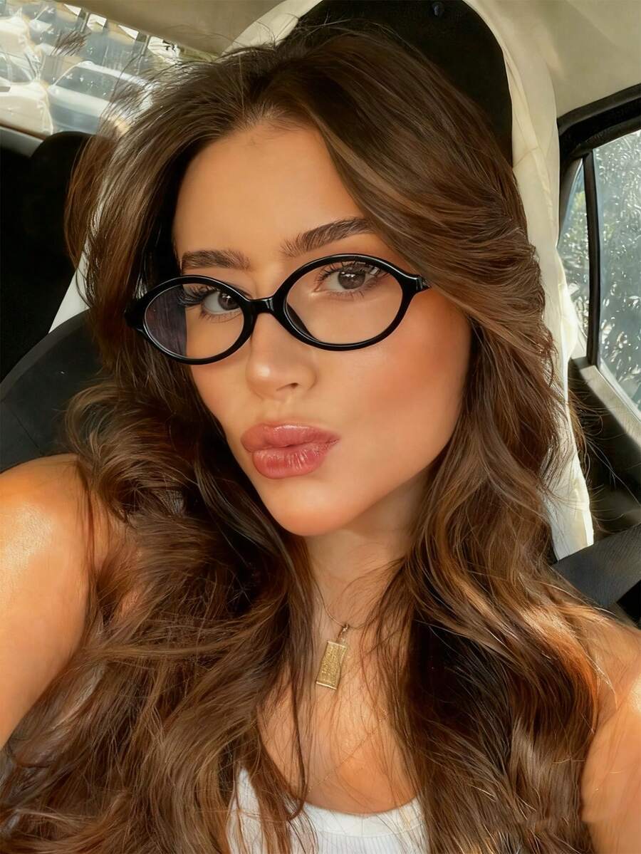 アクセサリー レディース アイアクセサリー セット 1個 オーバル型 女性用プレーンメガネ、洗練されたファッショナブルなコンピュー拍卖