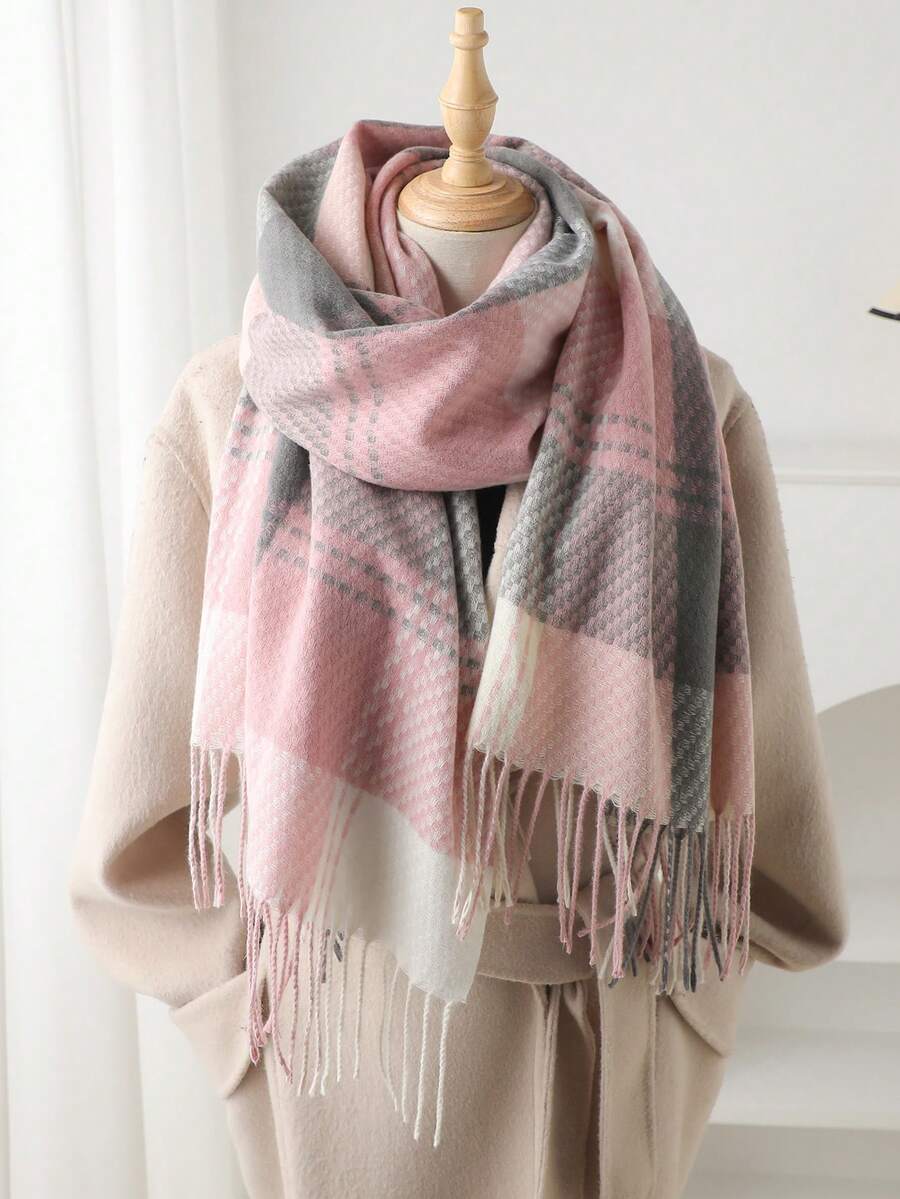 アクセサリー レディース スカーフ 1枚 秋冬 レディース エレガントなヴィンテージ マルチカラー チェック ストライプ ジャカー拍卖