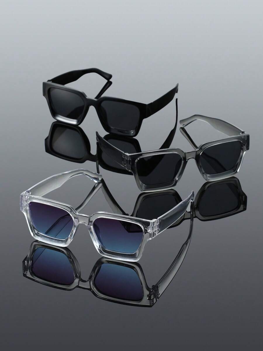 アクセサリー メンズ アイアクセサリー 1個 男性用プラスチック製幾何学フレーム偏光サングラス、バケーション、ドライビング、釣り、拍卖