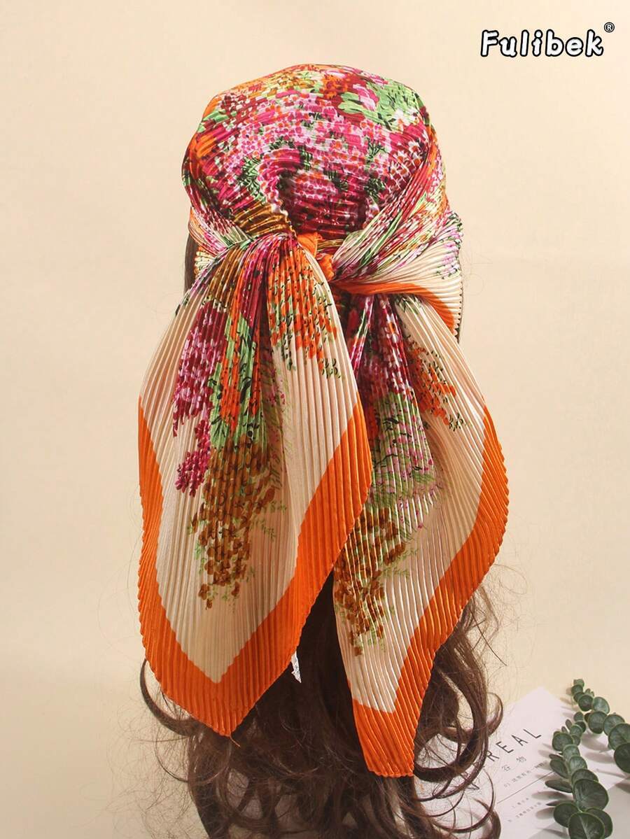 アクセサリー レディース スカーフ 1個 女性用 90cm クリンクル プリント バンダナスカーフ、多用途ヘッドバンド/ネックラッ拍卖