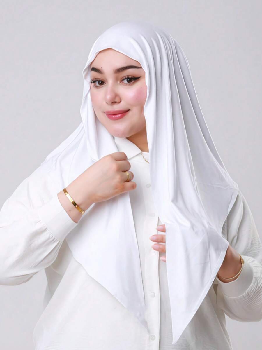 アクセサリー レディース スカーフ 1個 インスタントトライアングルヒジャブ、オールインワンタイアップヘッドスカーフ。クイックラッ拍卖