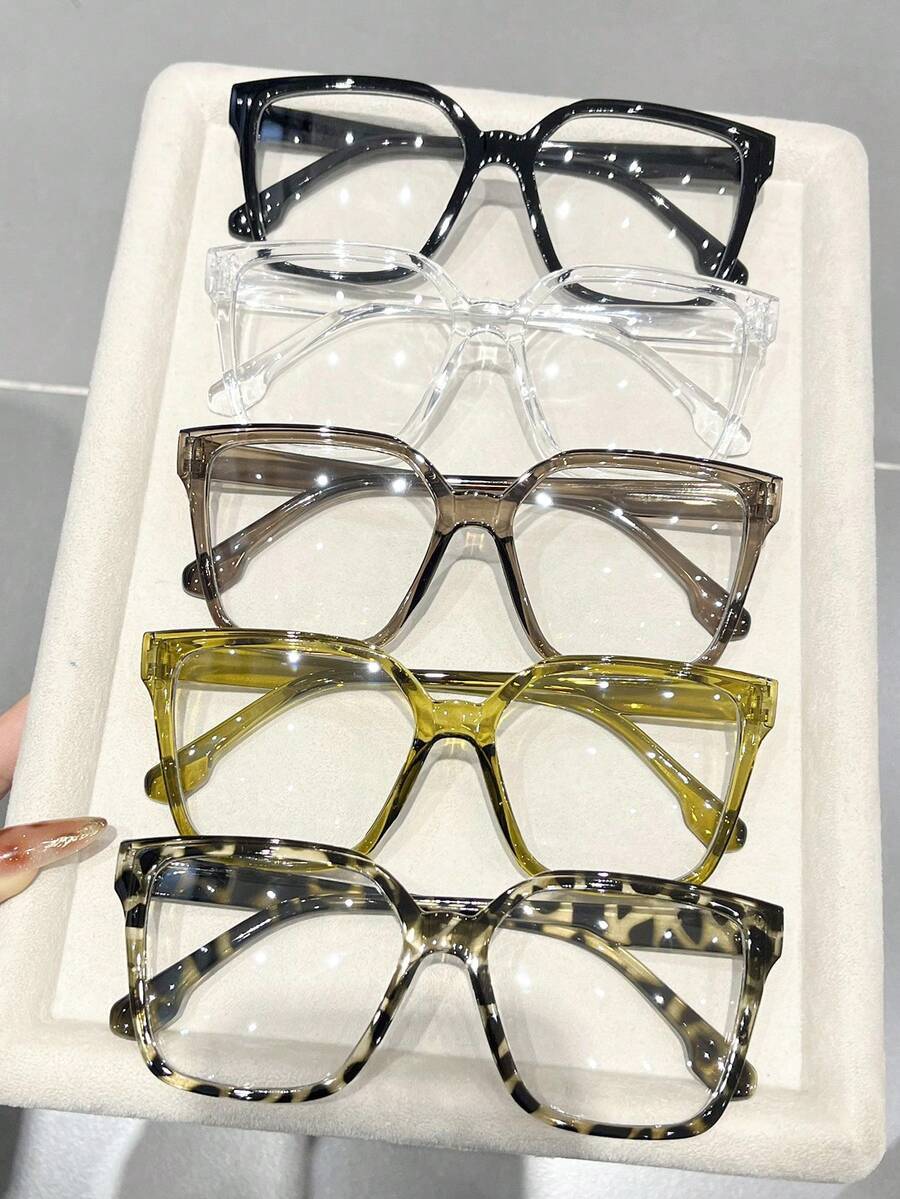 アクセサリー レディース アイアクセサリー セット 5個入り レディース マルチカラー ジオメトリック フルフレーム クリアメガネ拍卖