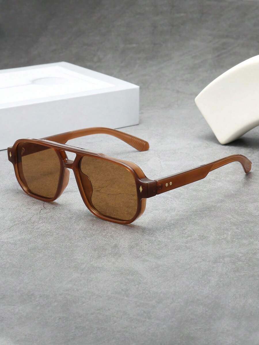 アクセサリー メンズ アイアクセサリー 1個 メンズクラシック スクエア ダブルブリッジ ミニマリスト ファッショングラス(運転、拍卖