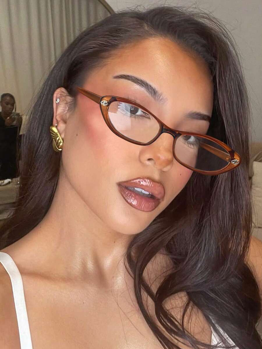 アクセサリー レディース アイアクセサリー セット 1個 小さめオーバル型キャットアイ ファッションメガネフレーム トランスペアレ拍卖