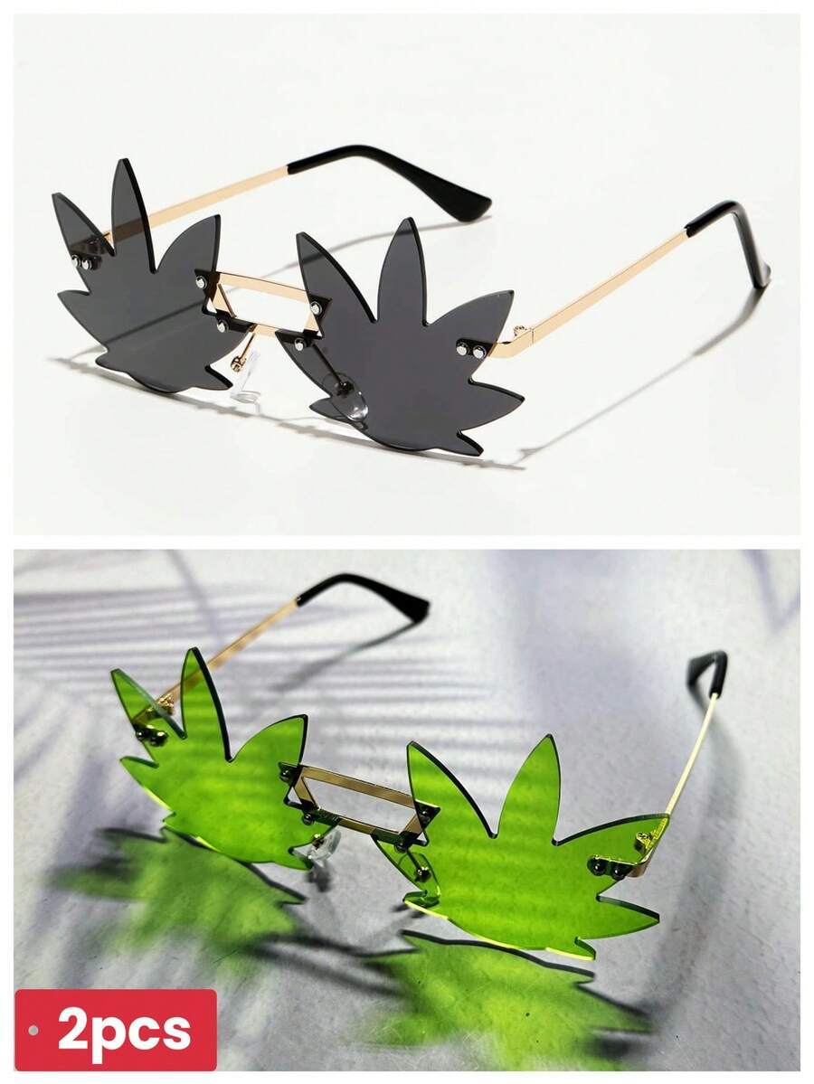 アクセサリー メンズ アイアクセサリー 2個 メンズ ロータス、メープルリーフ、植物の葉型 ユニークファッショングラス、カナダスタ拍卖