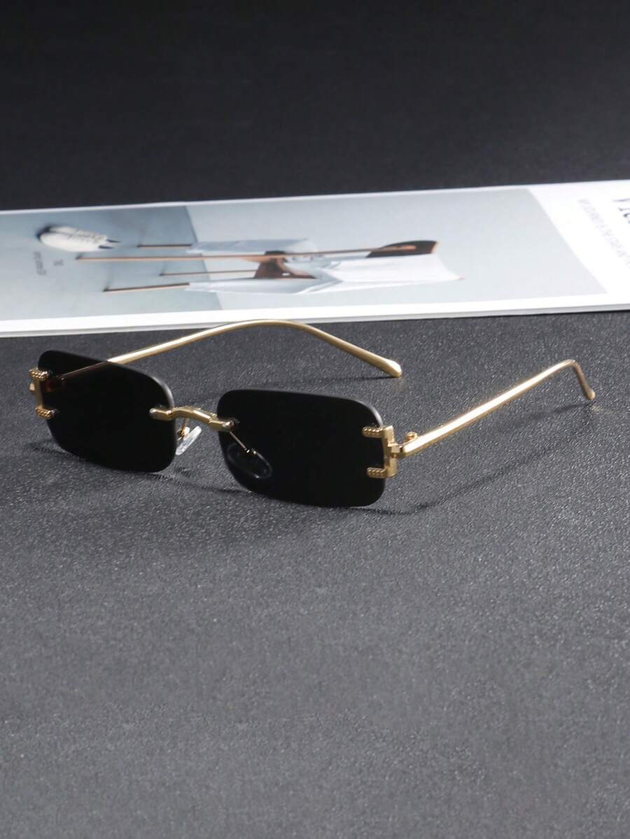 アクセサリー メンズ アイアクセサリー メンズ メタル スクエア 細フレームレス ファッションメガネ 1ペア拍卖