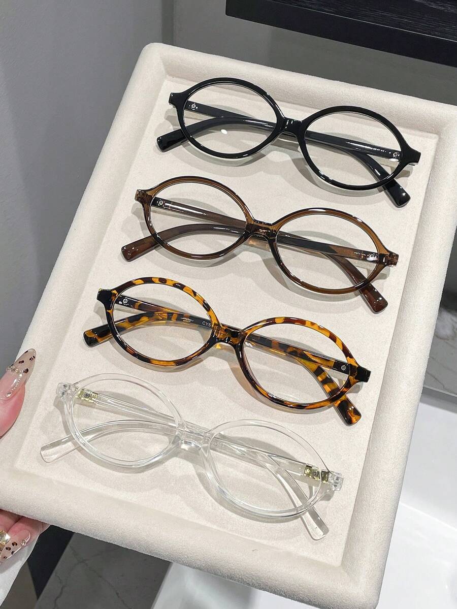 アクセサリー レディース アイアクセサリー セット 4個セット オーバル型ファッショナブルなクリアレンズメガネ、デイリー、生活、学拍卖