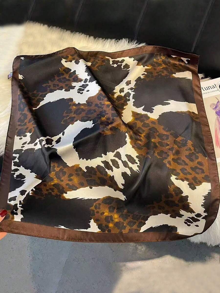 アクセサリー レディース スカーフ 1枚 フォーシルク レトロシック ヒョウ柄 70cm スクエアスカーフ、レディースファッション拍卖